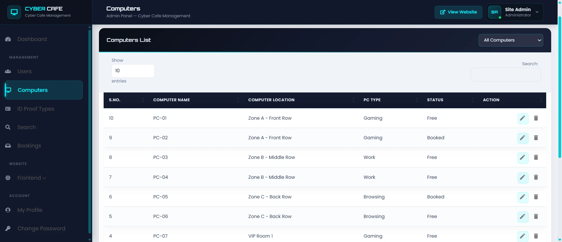 PHP OOP Cyber Cafe Management System screenshot 10