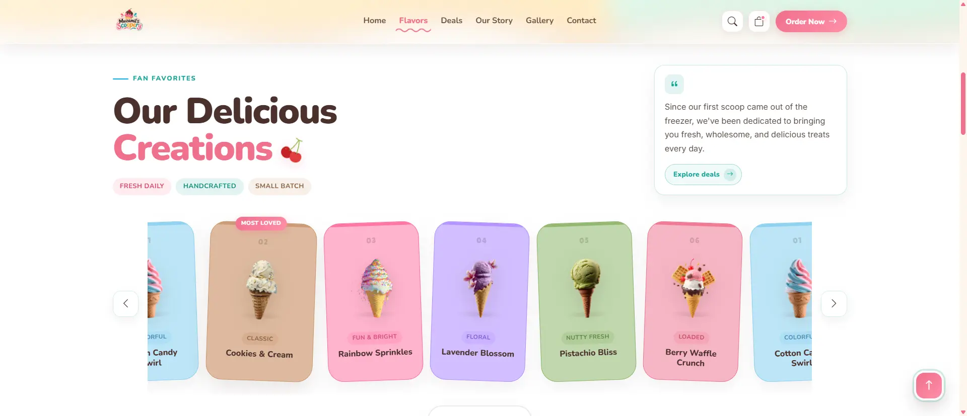 Responsive Ice Cream & Dessert Shop Landing Page screenshot 2