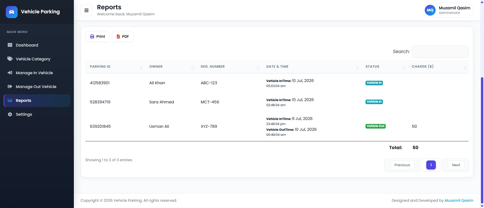PHP OOP Vehicle Parking Management Platform screenshot 6