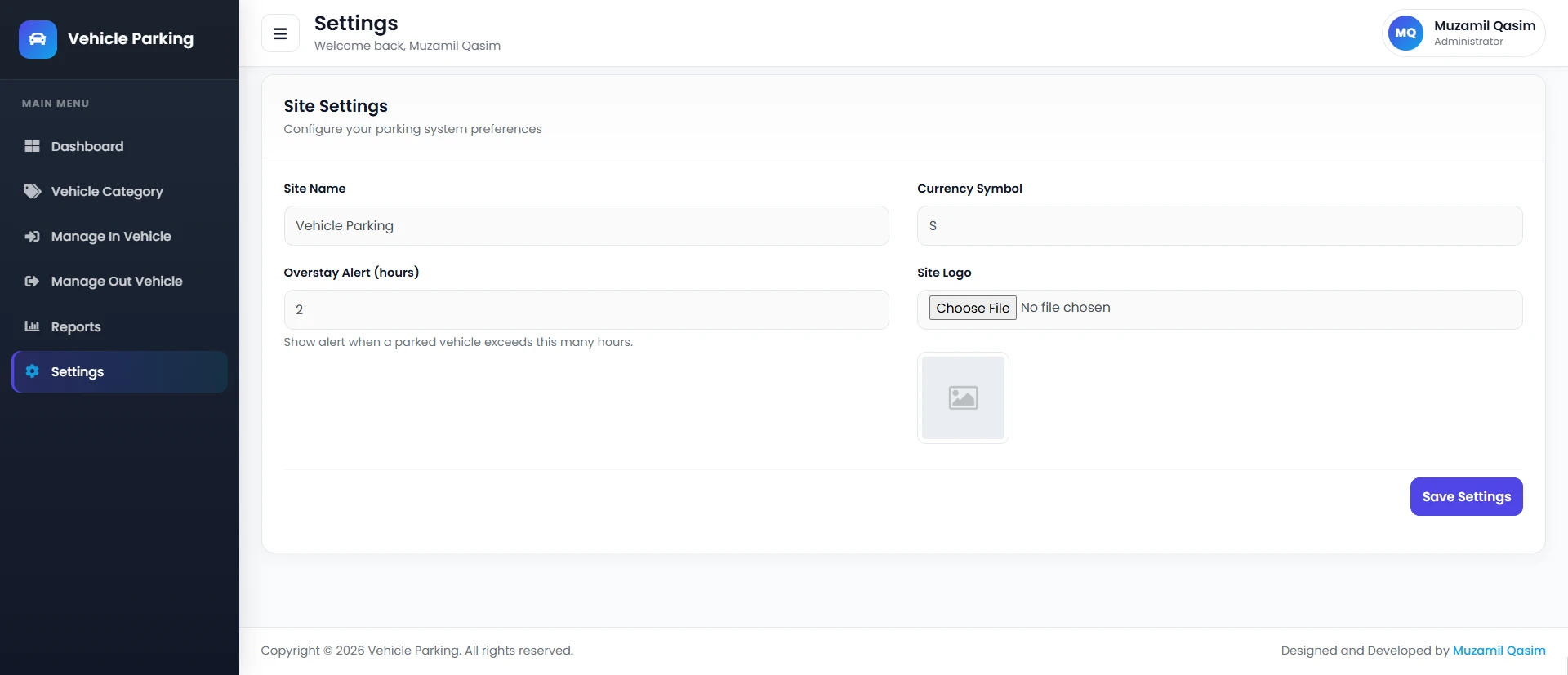 PHP OOP Vehicle Parking Management Platform screenshot 7
