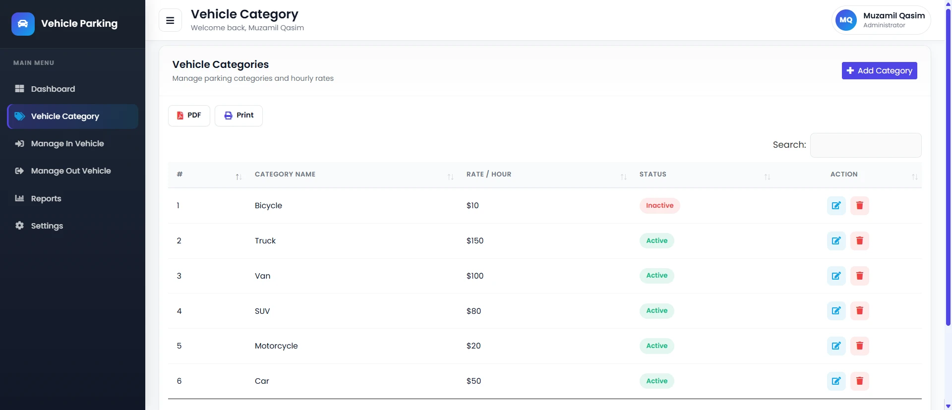 PHP OOP Vehicle Parking Management Platform screenshot 3