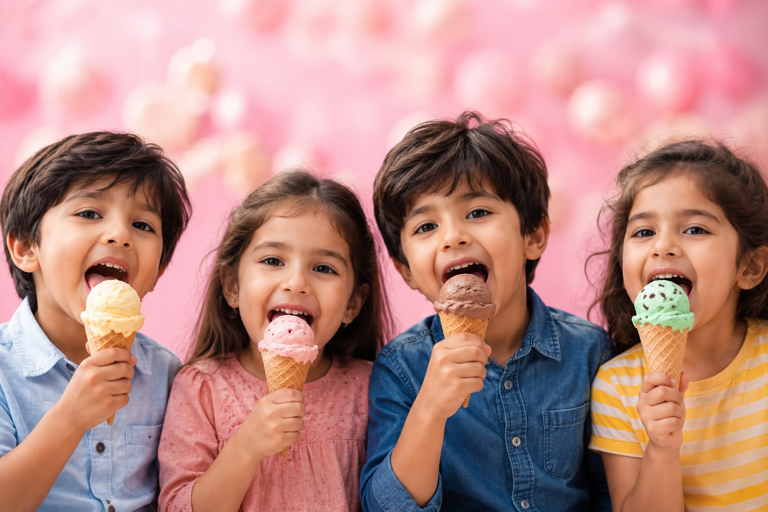 The Muzamil's Scoopery team smiling with ice cream cones